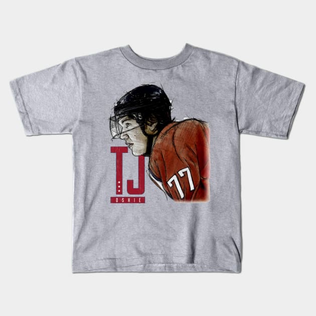 T.J. Oshie Washington Sketch Kids T-Shirt by Erianna Bee